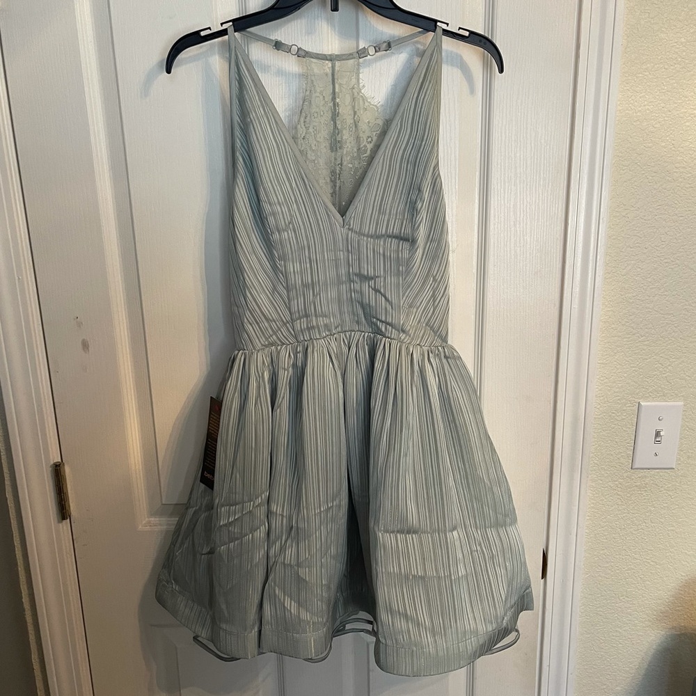 Bebe: Mint Green Lace Back, Stripe Dress - NWT